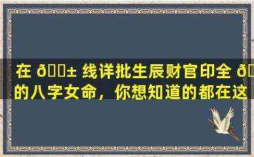 在 🐱 线详批生辰财官印全 🦊 的八字女命，你想知道的都在这里！